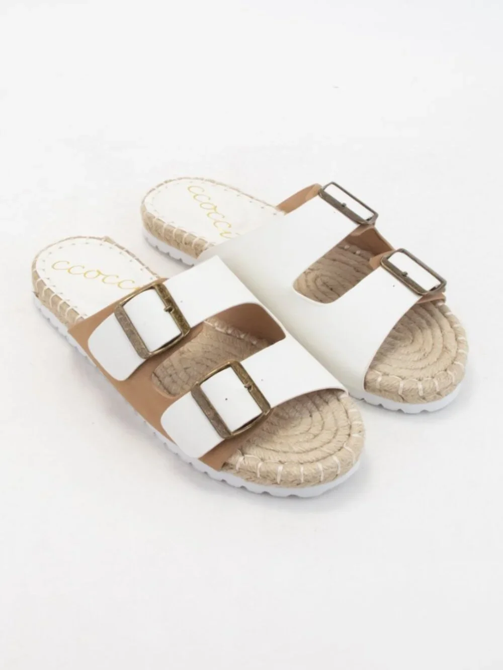Ccocci Brand Dayton Double Strap Espadrille Sandals in Toffee NEW
